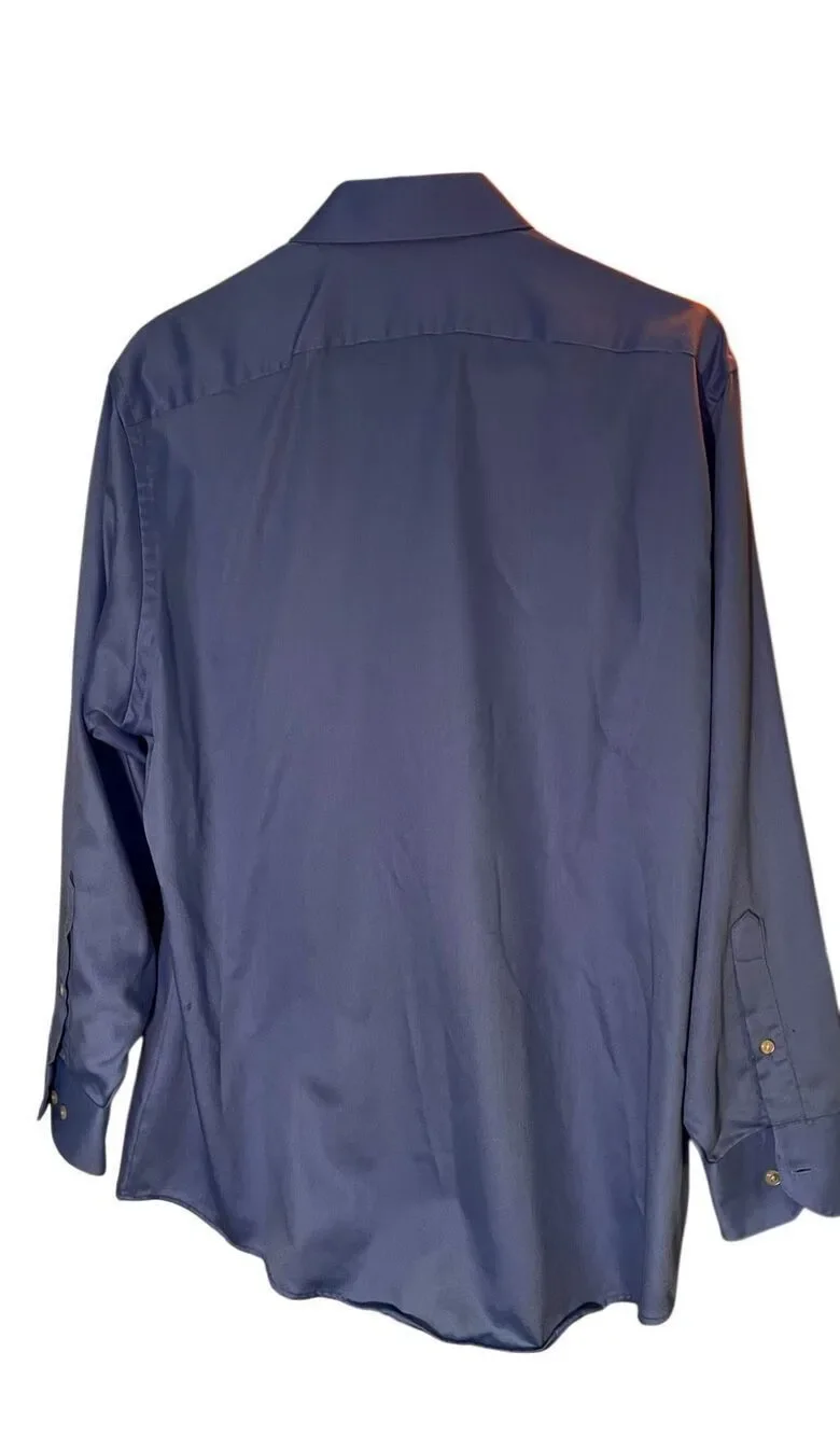 Geoffrey Beene Fitted Blue Shirt Button Down Long Sleeve Size 15.5 32/33